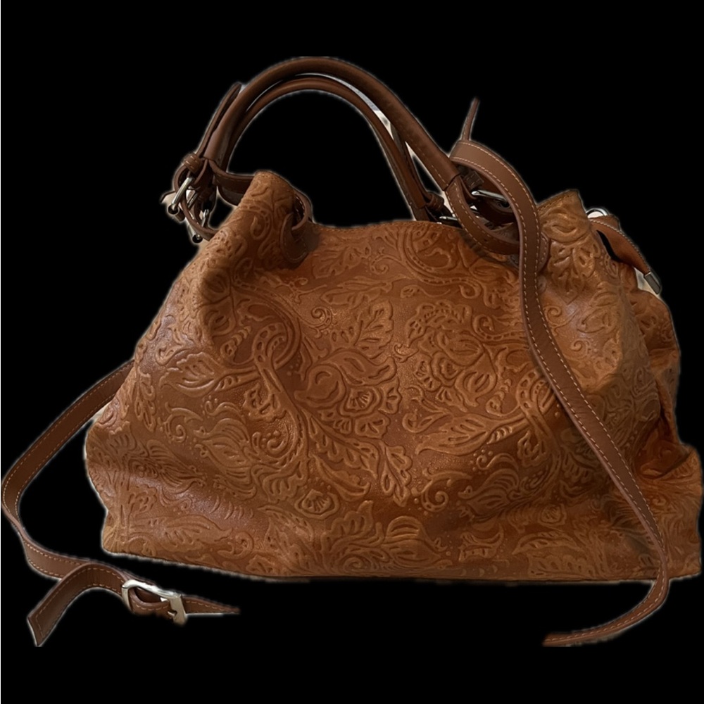 Isadora Elegant Brown Embossed Leather Handbag